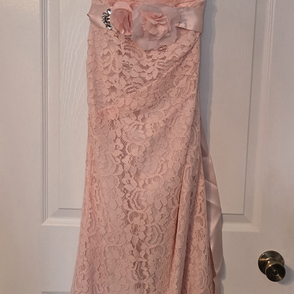 David's Bridal Blush Pink Bridesmaid Dress
